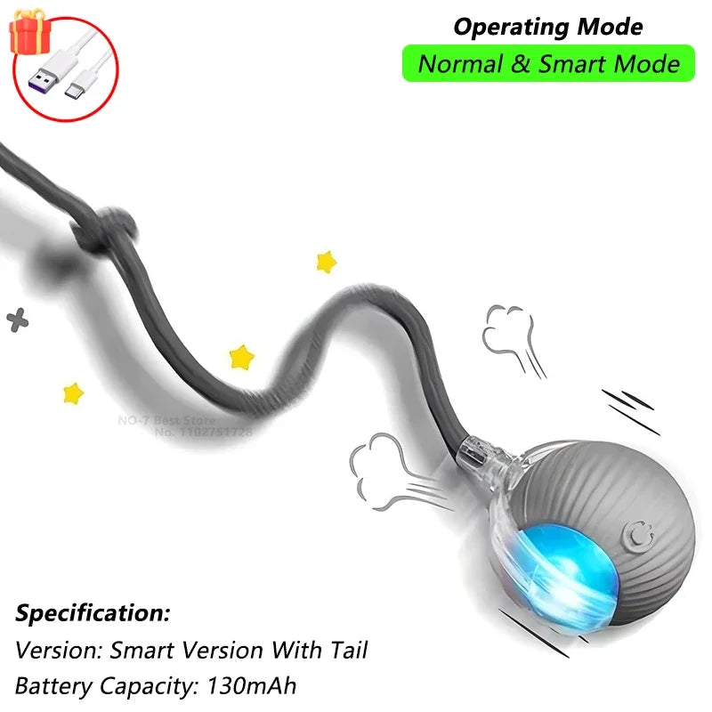 Smart Rolling Cat Ball – Self-Moving Toy for Indoor Cats (USB Rechargeable)
