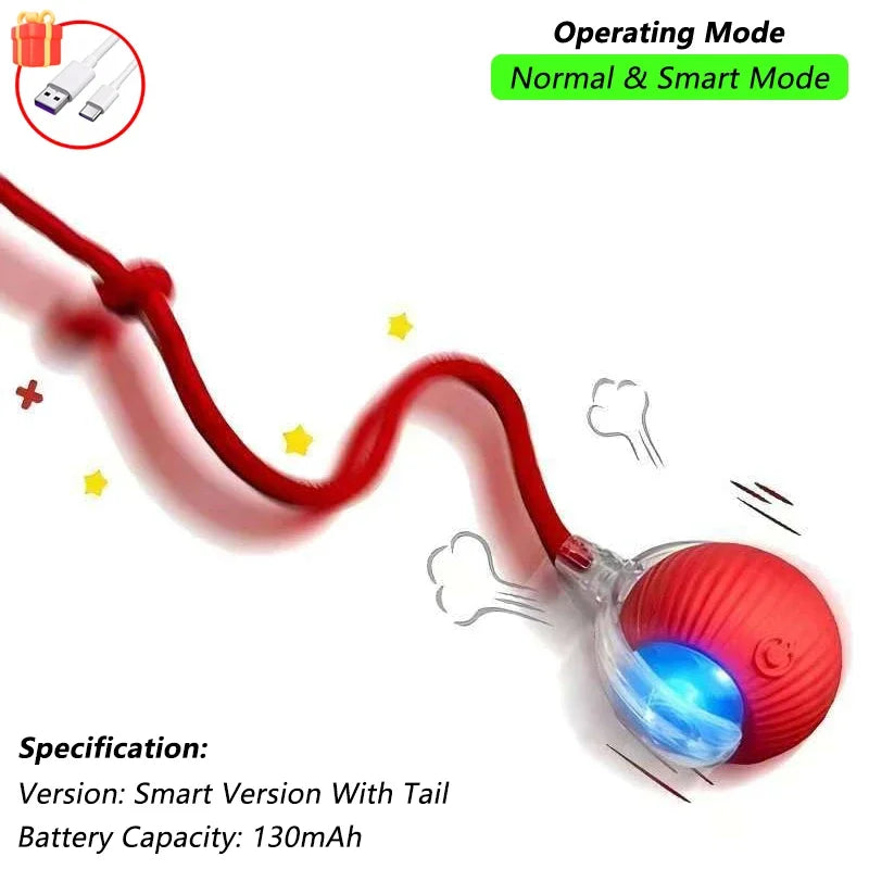 Smart Rolling Cat Ball – Self-Moving Toy for Indoor Cats (USB Rechargeable)
