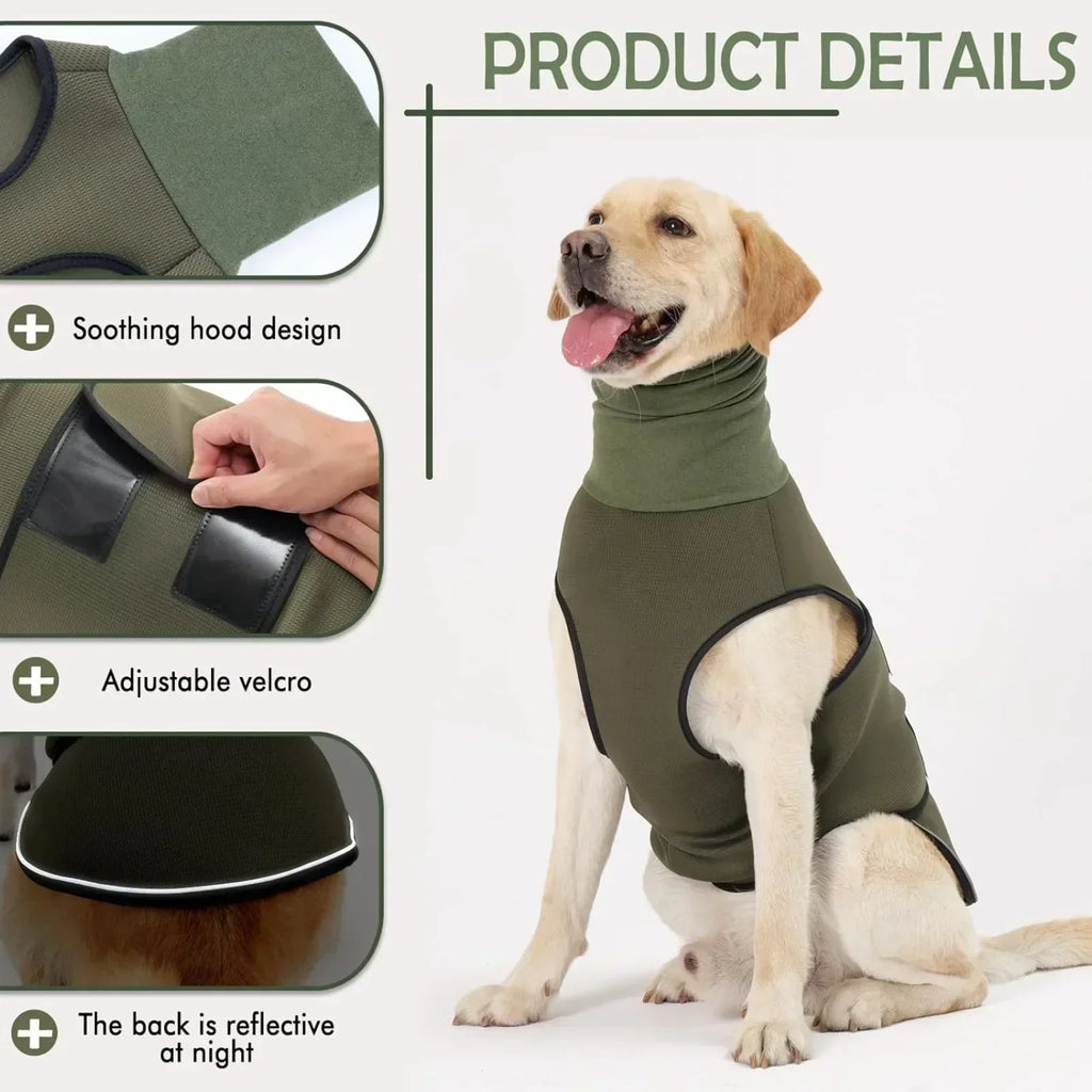 Calming Dog Hoodie Vest with Ear Cover – Reflective