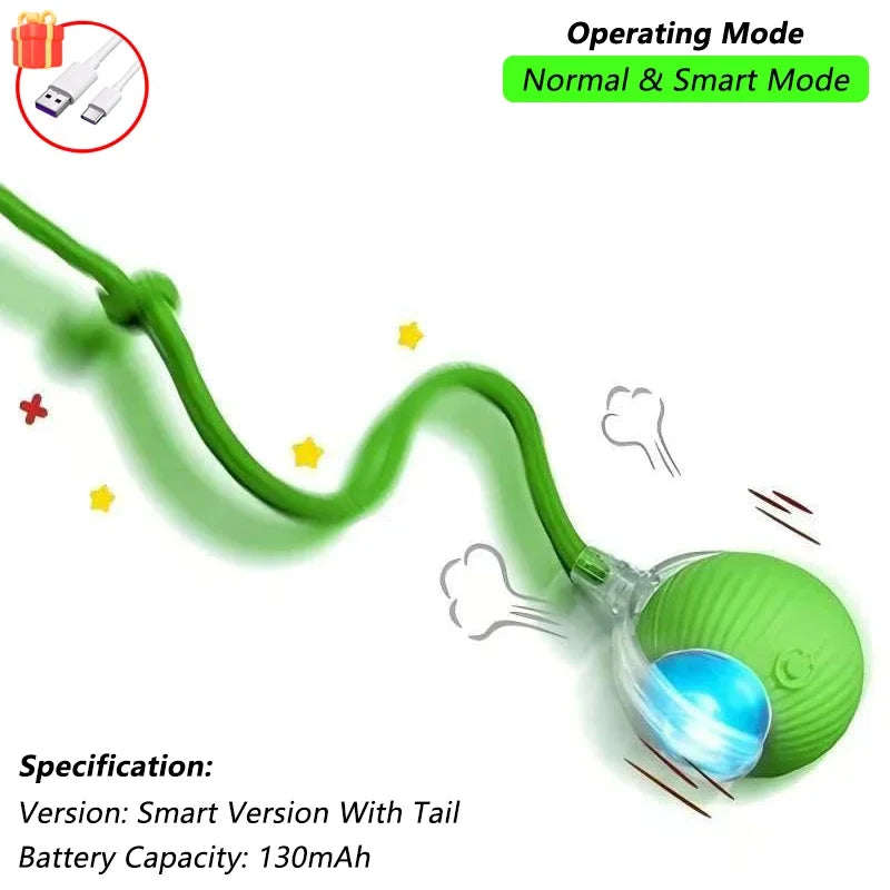 Smart Rolling Cat Ball – Self-Moving Toy for Indoor Cats (USB Rechargeable)